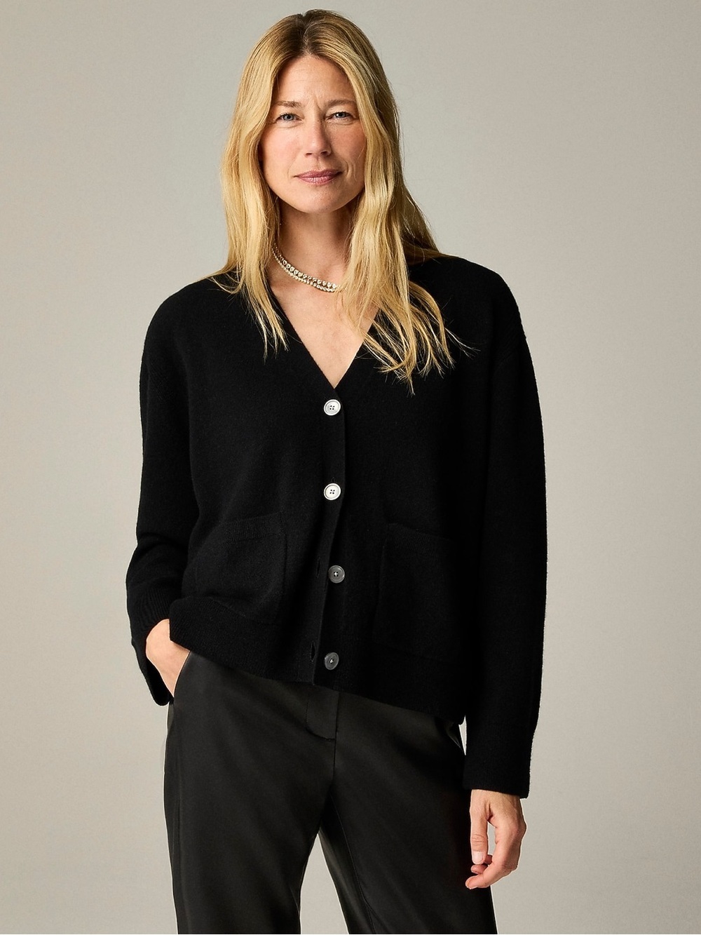 J. Crew Cashmere patch-pocket cardigan in Black Size Medium NWT